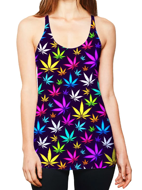 Black Weed Women's Tank Top cold shoulder tank