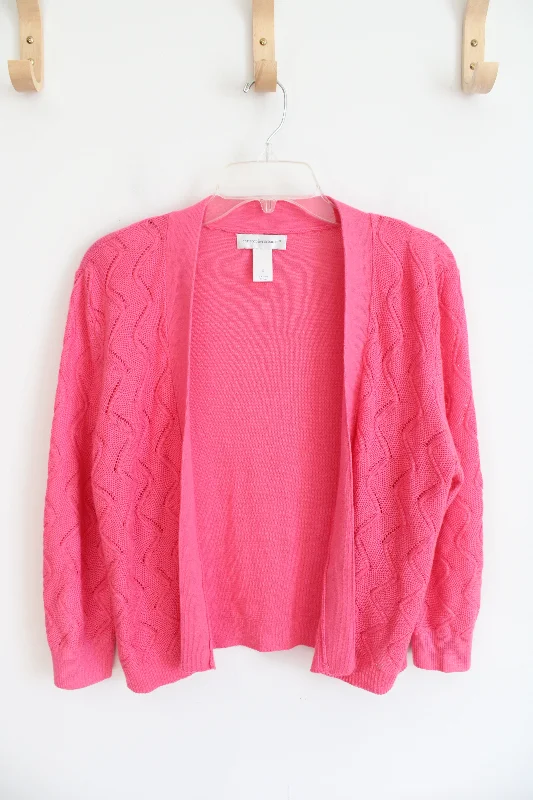 Christopher & Banks Crocheted Pink Cardigan | S Wool Cardigan Cotton Cardigan Cashmere Cardigan Christopher & Banks Crocheted Pink Cardigan | S Wool Cardigan Cotton Cardigan Cashmere Cardigan