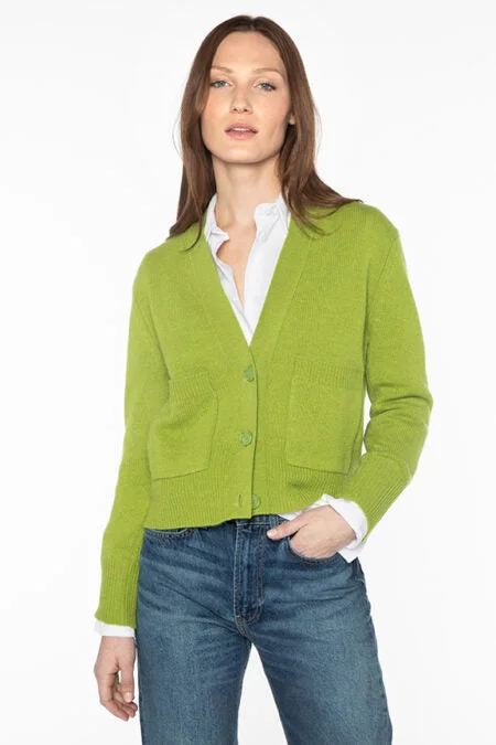 Kinross Cashmere Pocket Vee Cardigan Soft Cozy Warm