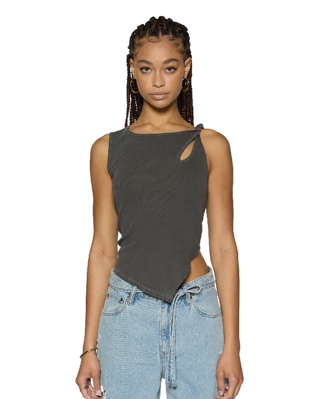 TWISTED TANK CHARCOAL cute tank top