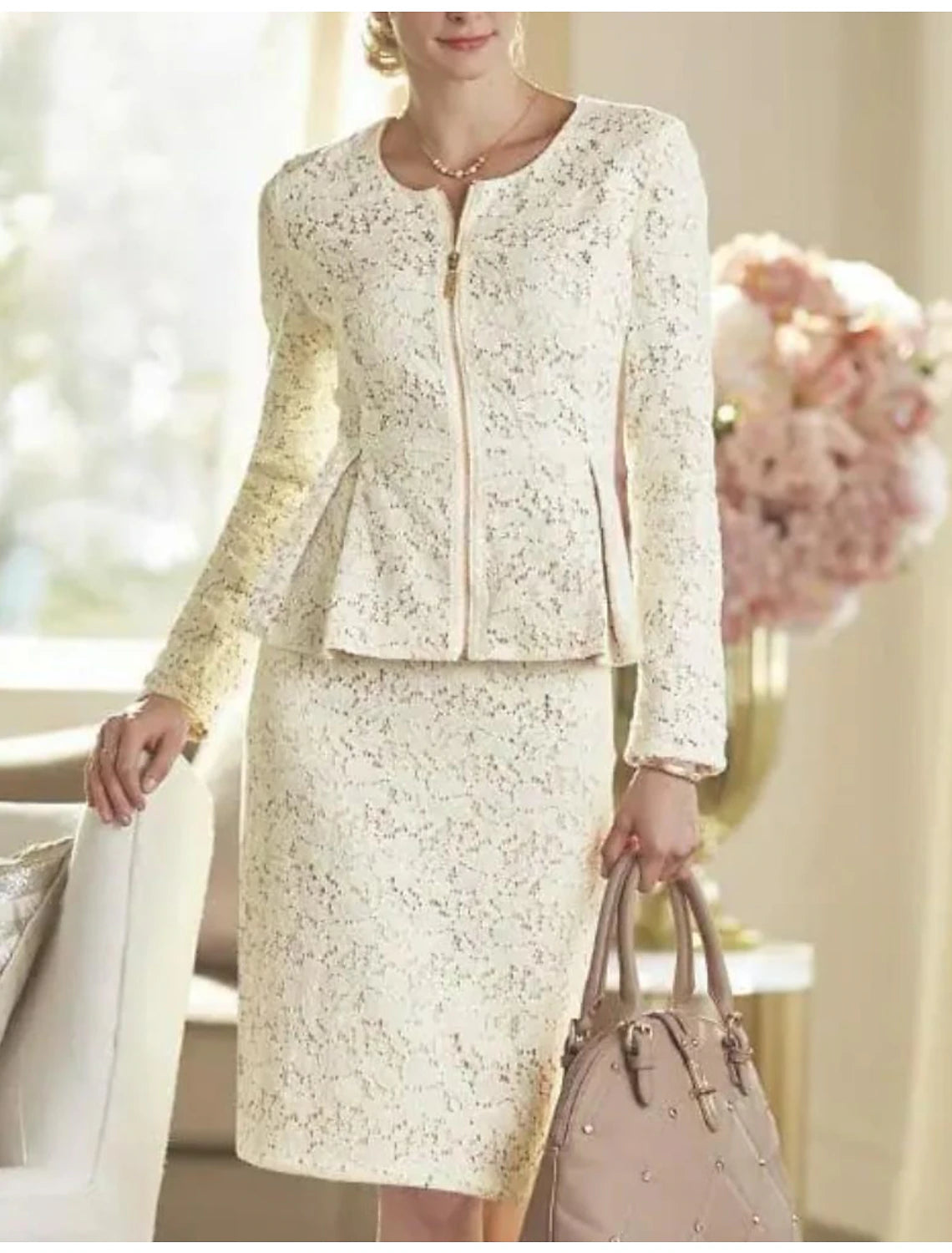 Two Piece Sheath / Column Mother of the Bride Dress Wedding Guest Party Elegant Winter With Jacket Long Sleeve Scoop Neck Knee Length Lace Solid Color Trench Coat Raincoat Waterproof Jacket Two Piece Sheath / Column Mother of the Bride Dress Wedding Guest Party Elegant Winter With Jacket Long Sleeve Scoop Neck Knee Length Lace Solid Color Trench Coat Raincoat Waterproof Jacket