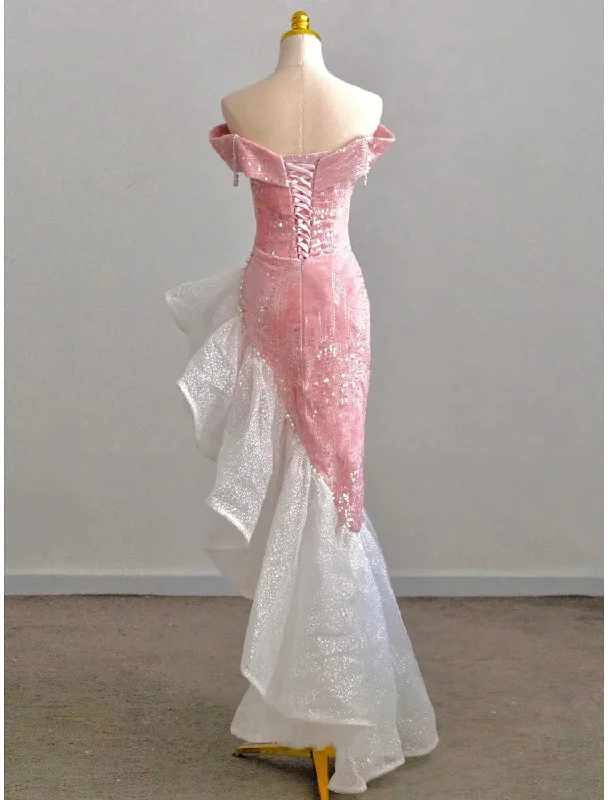 Mermaid / Trumpet Prom Dresses Party Dress Evening Party Floor Length Sleeveless Off Shoulder Tulle with Pearls Sequin Turtleneck Warm Winter Mermaid / Trumpet Prom Dresses Party Dress Evening Party Floor Length Sleeveless Off Shoulder Tulle with Pearls Sequin Turtleneck Warm Winter