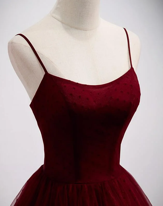 Wine Red Tulle Straps Long Evening Dress Party Dress,Wine Red Prom Dress Tunics Top Casual Wine Red Tulle Straps Long Evening Dress Party Dress,Wine Red Prom Dress Tunics Top Casual