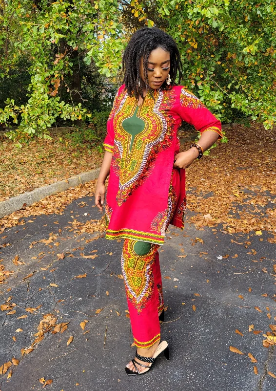 Jamilah Red Dashiki Top and pant set - DP3975LTP Trendy Palazzo Pants