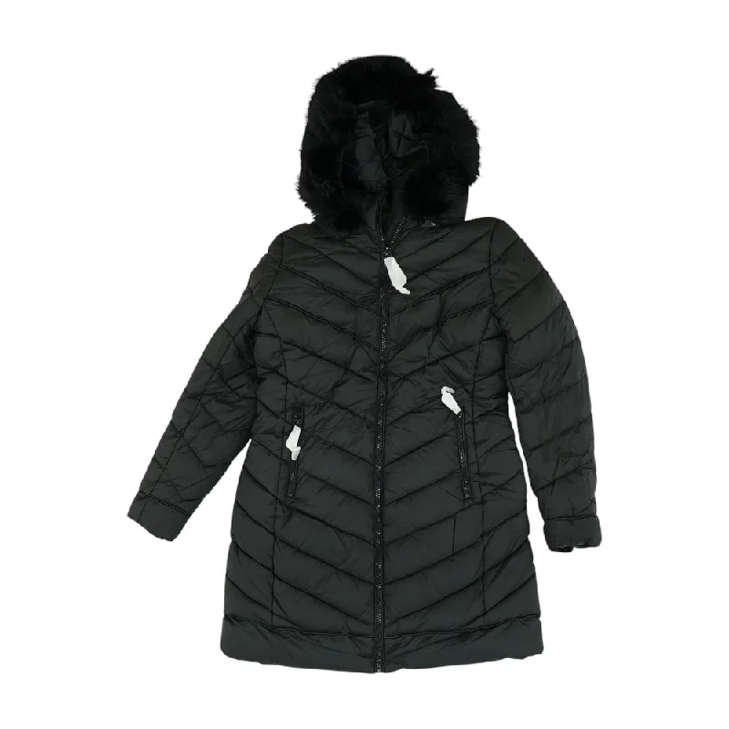 Black Solid Puffer Jacket Bomber Jacket Anorak Windbreaker