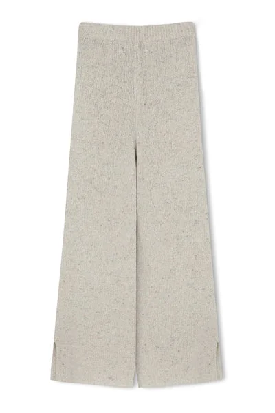 MERINO WOOL BLEND KNIT PANT - GREY MARLE Warm Wool Trousers