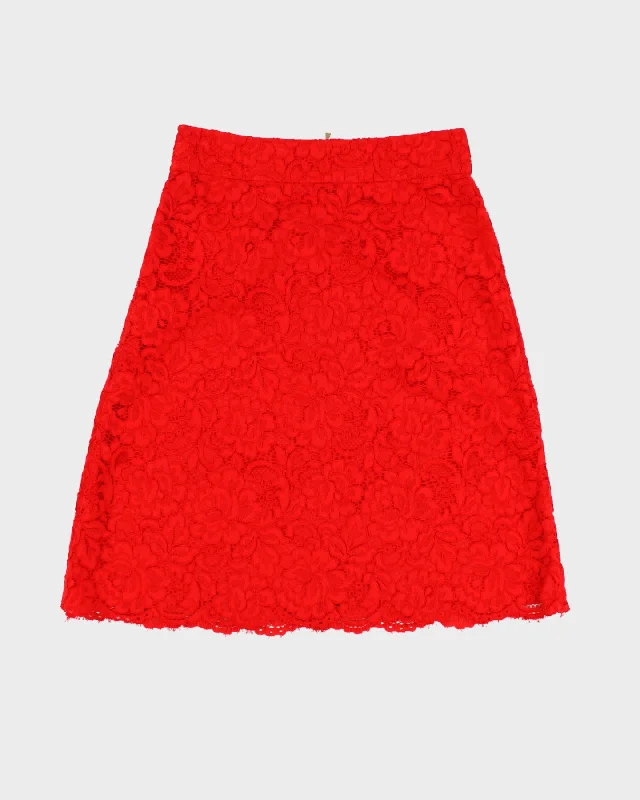 Red Lace Kate Spade Midi Skirt - XS a-line skirt cut