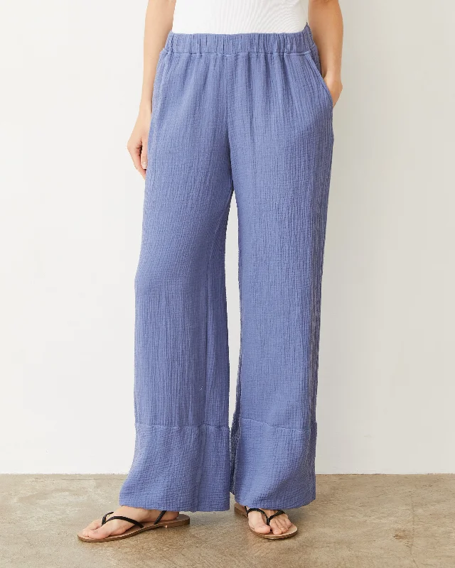 Cotton Gauze Wide Leg Pant High-Waist Trousers