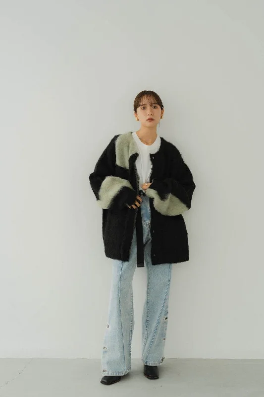 12/26~Shipping Mixed Mohair Cardigan/Blackgreen (Additional Sales) Casual Formal Business 12/26~Shipping Mixed Mohair Cardigan/Blackgreen (Additional Sales) Casual Formal Business