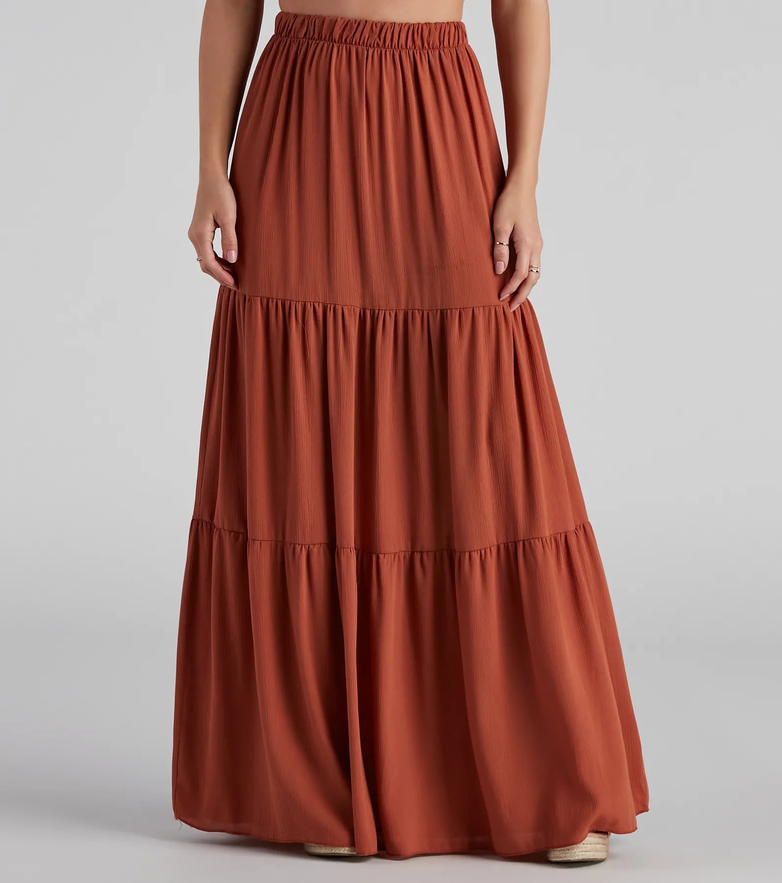 Let's Get Together Tiered Maxi Skirt denim skirt fashionable