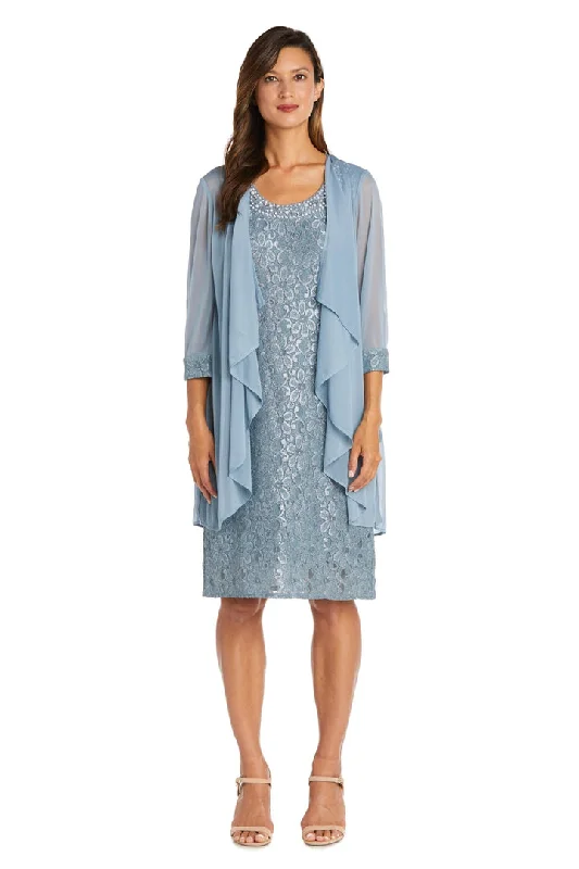 R&M Richards - Embellished Sleeveless Lace Dress with Quarter Length Sleeve Jacket Appliqued Jacket Beaded Jacket Sequined Jacket R&M Richards - Embellished Sleeveless Lace Dress with Quarter Length Sleeve Jacket Appliqued Jacket Beaded Jacket Sequined Jacket