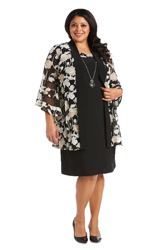 R&M Richards 7509W Short Plus Size Print Jacket Dress Toggled Jacket Drawstring Jacket Belted Jacket R&M Richards 7509W Short Plus Size Print Jacket Dress Toggled Jacket Drawstring Jacket Belted Jacket