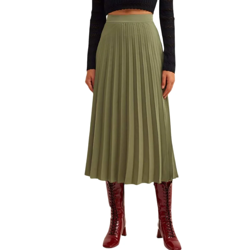 OXXO - Pleated Midi Skirt flowy skirt hem
