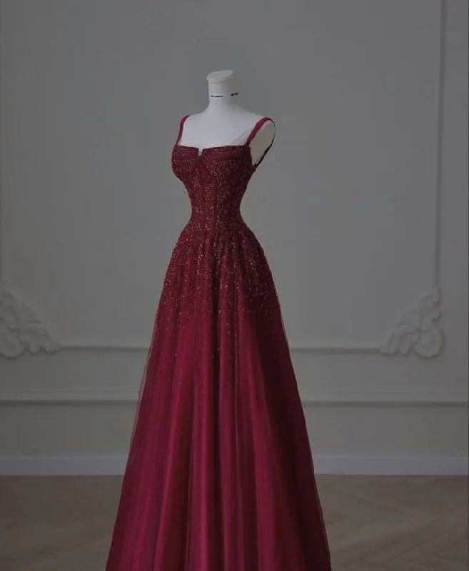 Retro A line Straps Sequin Burgundy Long Party Dress Prom Dresses Tunics Winter warm Retro A line Straps Sequin Burgundy Long Party Dress Prom Dresses Tunics Winter warm