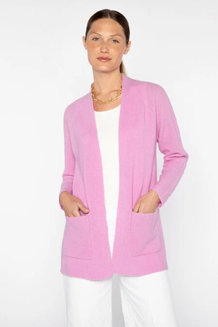 Kinross Cashmere Easy Cable Detail Cardigan Neon metallic Matte