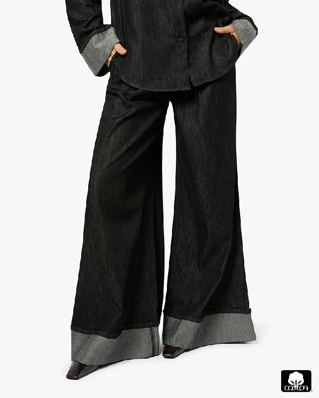 High Waisted Pleated Super Wide Leg Pant Formal Stretch Pants