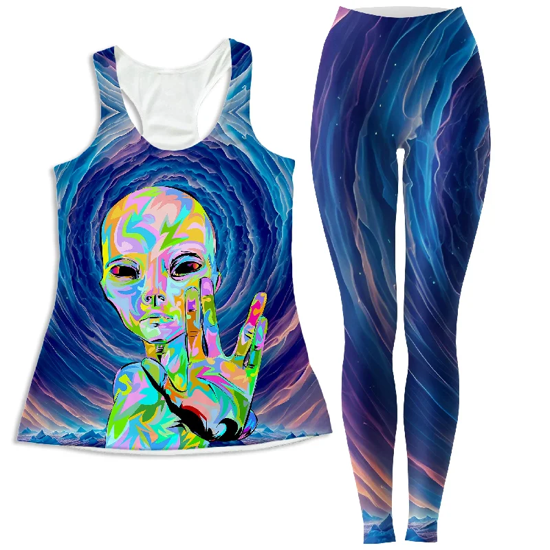 I Come in Peace Women's Tank and Leggings Combo navy tank top