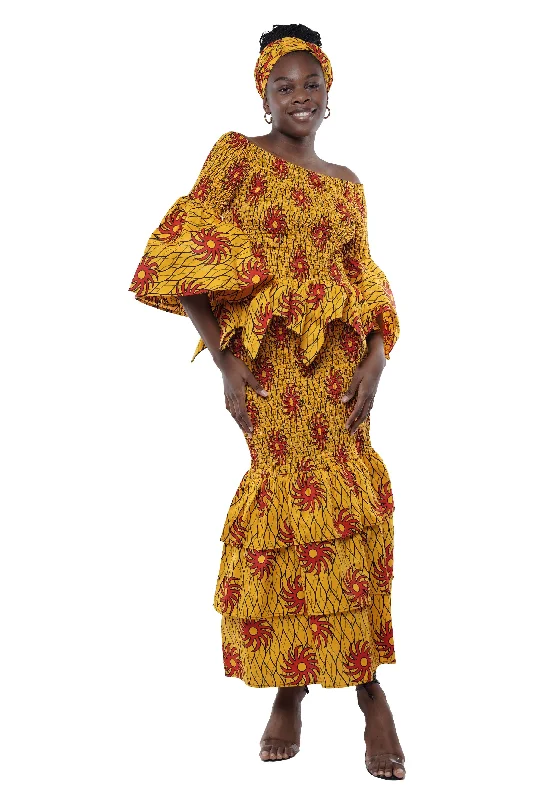African Zig Zag Hem Top and Fish Tail Skirt Set leather skirt durable
