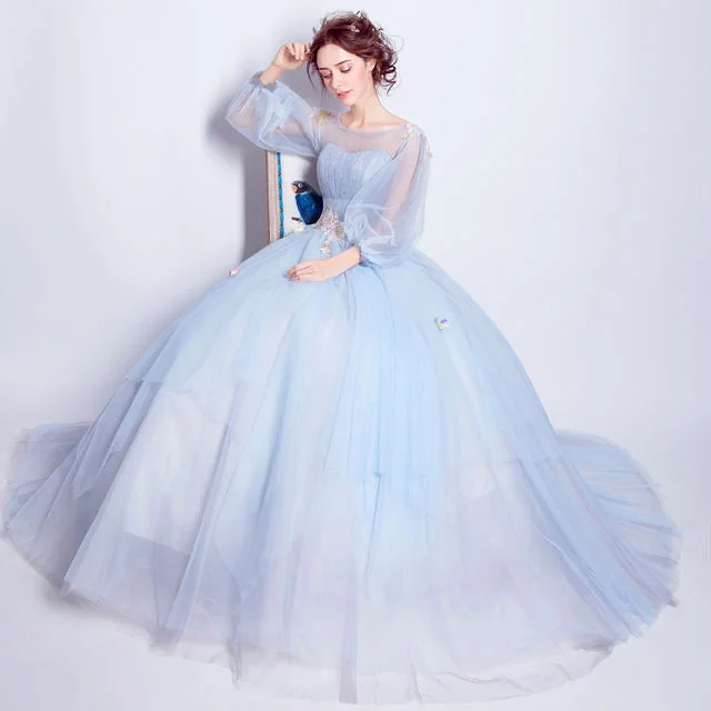 Long sleeves prom dress light blue party dress ball gown with appliques,blue quinceanera dress Tunics Ceremony elegant Long sleeves prom dress light blue party dress ball gown with appliques,blue quinceanera dress Tunics Ceremony elegant