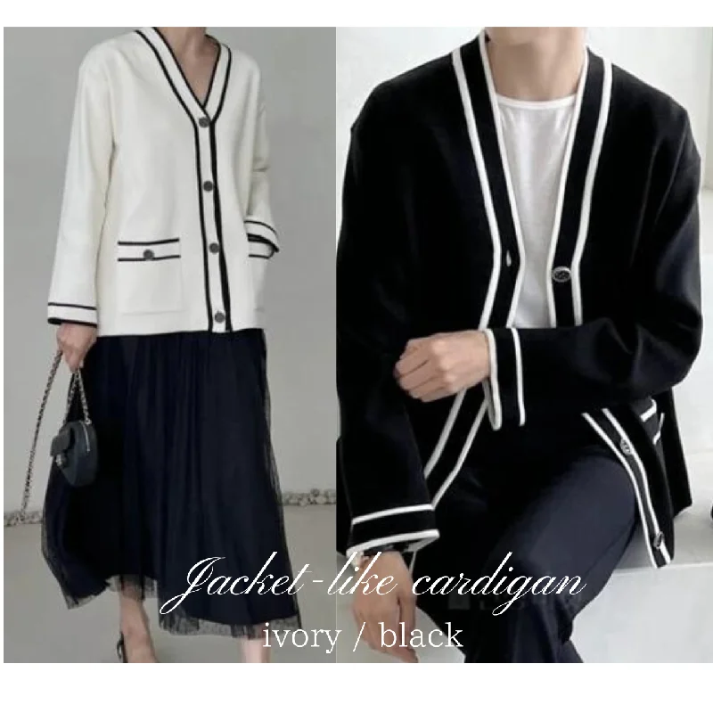 jacket-style cardigan Thin Thick Dense