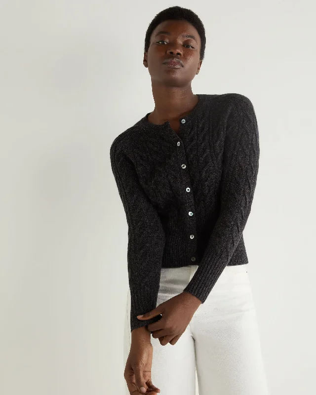 Women's Myla Cable Cashmere Cardigan Granite Grey Rayon Fabric Velvet Fabric Corduroy Fabric Women's Myla Cable Cashmere Cardigan Granite Grey Rayon Fabric Velvet Fabric Corduroy Fabric