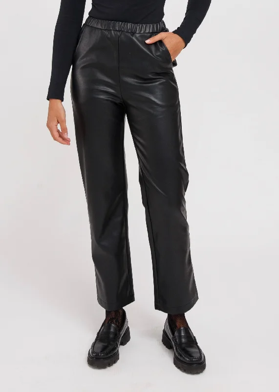 The Megan Vegan Leather Straight Leg Pant Soft Stretch Pants
