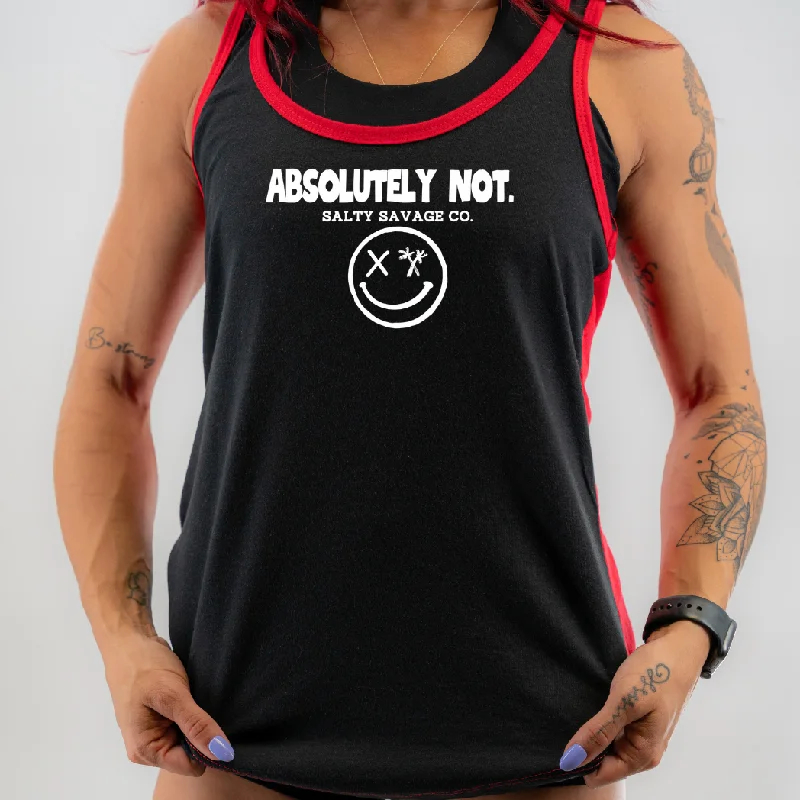 Salty Savage Ladies “ABSOLUTELY NOT.” Two Tone Racerback Tank striped tank top