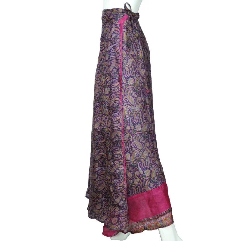 Vintage 1980s Indian Silk Wraparound Skirt Purple Paisley Print M L denim skirt classic Vintage 1980s Indian Silk Wraparound Skirt Purple Paisley Print M L denim skirt classic