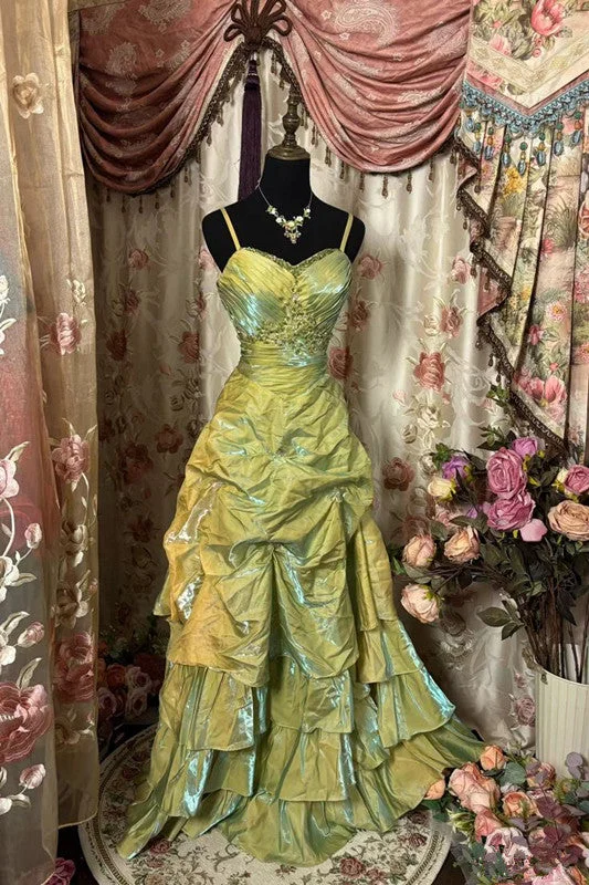 A Line Green Straps Sleeveless Party Dress Green Long Prom Dress Turtleneck Neckline Stylish A Line Green Straps Sleeveless Party Dress Green Long Prom Dress Turtleneck Neckline Stylish