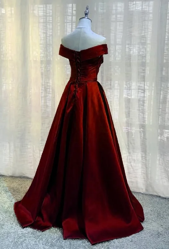 Burgundy A-line Floor Length Satin Prom Dress Party Dress, Wine Red Long Formal Dress Tunics Bridal satin Burgundy A-line Floor Length Satin Prom Dress Party Dress, Wine Red Long Formal Dress Tunics Bridal satin
