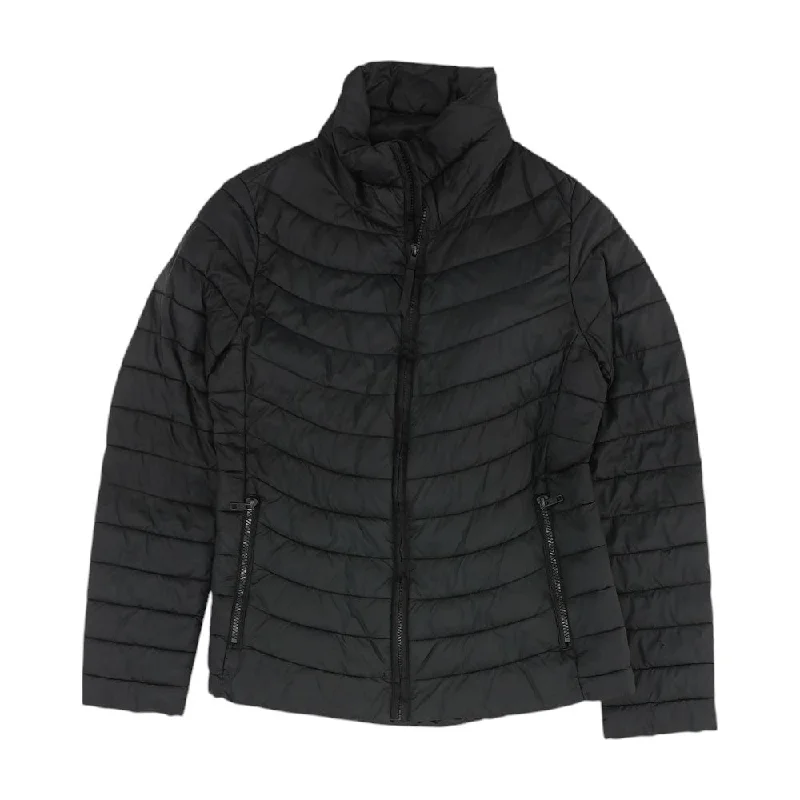 Black Solid Puffer Jacket Oversized Jacket Tailored Jacket Straight Jacket