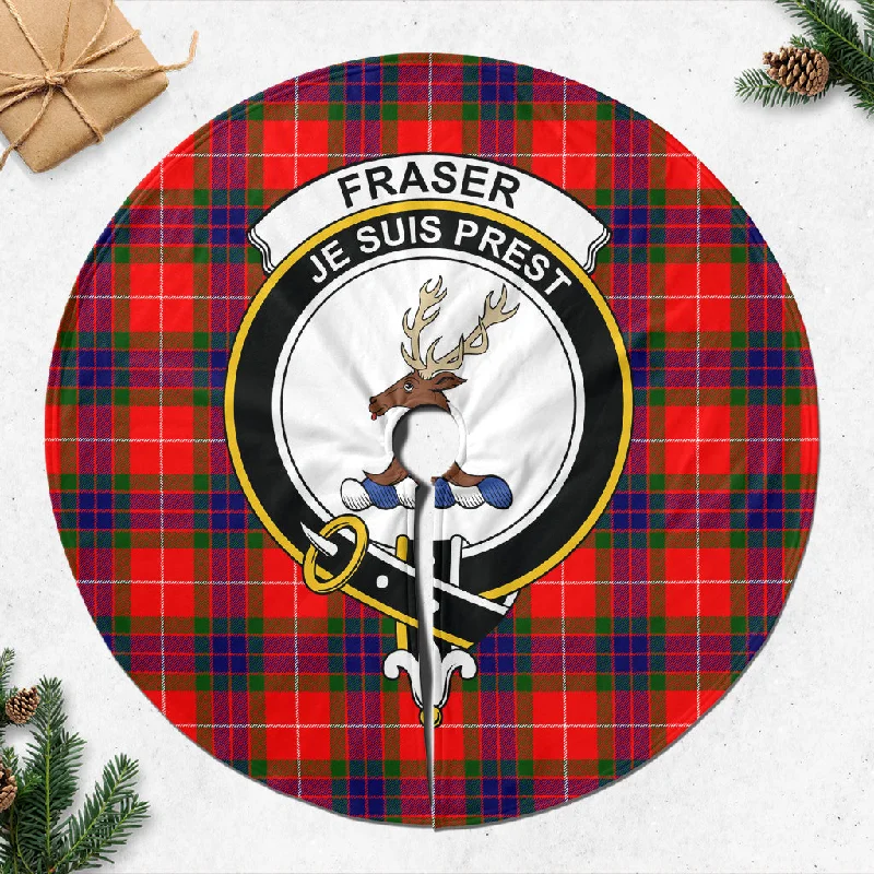 Fraser Modern Tartan Christmas Tree Skirt with Family Crest patchwork skirt art