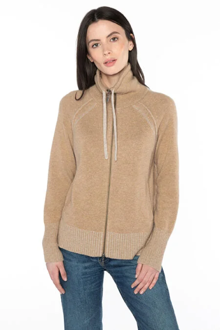 Kinross Cashmere Plaited Drawstring Zip Cardigan Front Pockets Side Pockets Patch Pockets Kinross Cashmere Plaited Drawstring Zip Cardigan Front Pockets Side Pockets Patch Pockets
