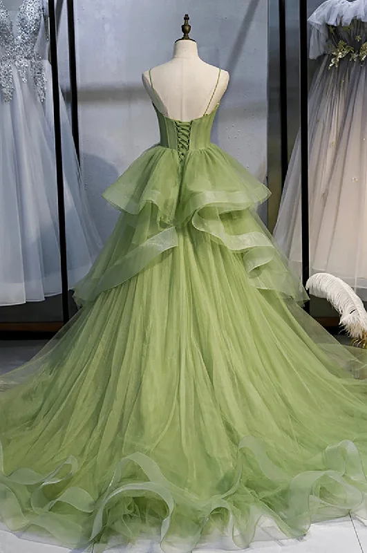 Sage Green Corset Long Prom Dress, Long Green Tulle Party Dress Evening Dresses Pencil Length Work Sage Green Corset Long Prom Dress, Long Green Tulle Party Dress Evening Dresses Pencil Length Work