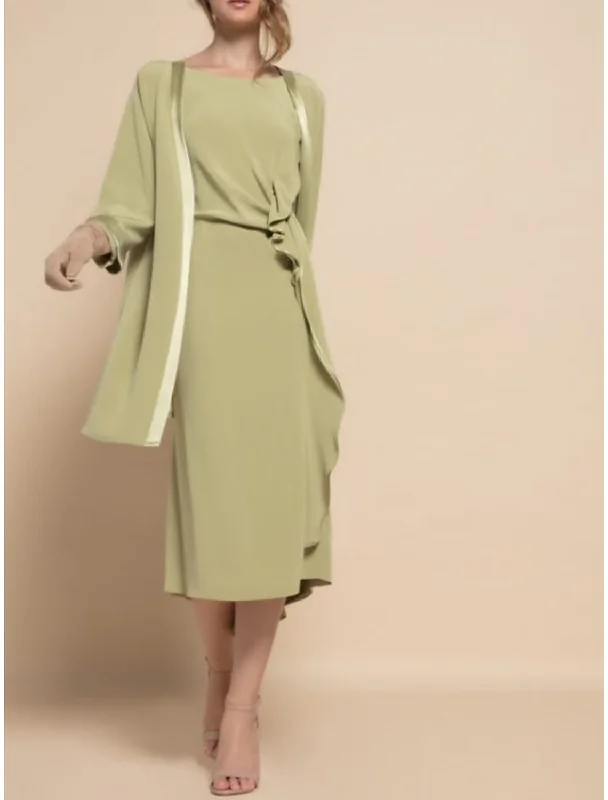 Two Piece Mother of the Bride Dress Elegant Winter With Jacket Scoop Neck Tea Length Stretch Chiffon Long Sleeve Ruffles Lace Jacket Ribbed Jacket Sequined Jacket Two Piece Mother of the Bride Dress Elegant Winter With Jacket Scoop Neck Tea Length Stretch Chiffon Long Sleeve Ruffles Lace Jacket Ribbed Jacket Sequined Jacket