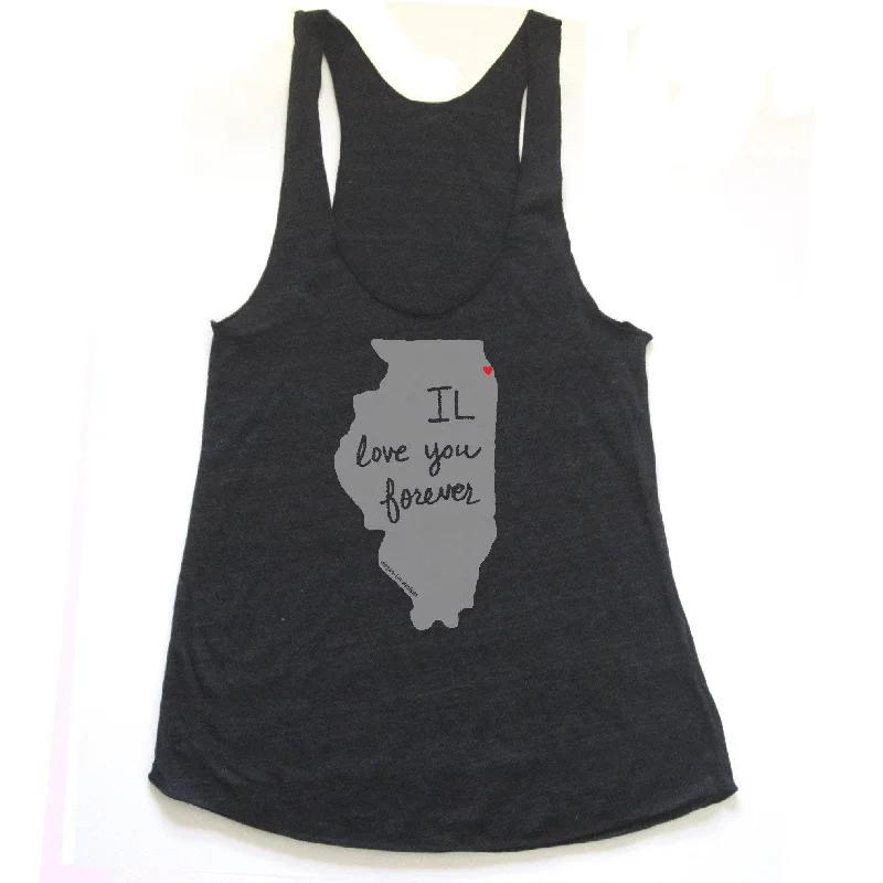 Illinois : IL love you forever women racerback tri-blend tank sage tank top