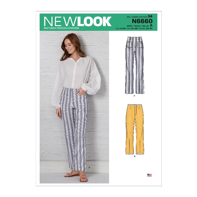 Newlook Pattern N6660 Misses' High Waisted Flared Pants In Two Lengths Cozy Lounge Pants