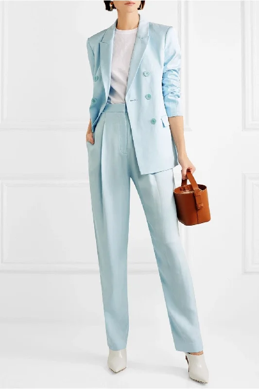 2 Piece Double Breasted Peak lapel Slim Fit Women Suit (Blazer+Pants) Relaxed Lounge Trousers 2 Piece Double Breasted Peak lapel Slim Fit Women Suit (Blazer+Pants) Relaxed Lounge Trousers