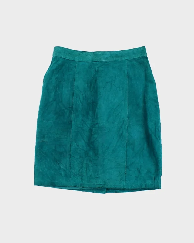 Vintage 80's Turquoise Leather Skirt - W:37 tulle skirt dreamy