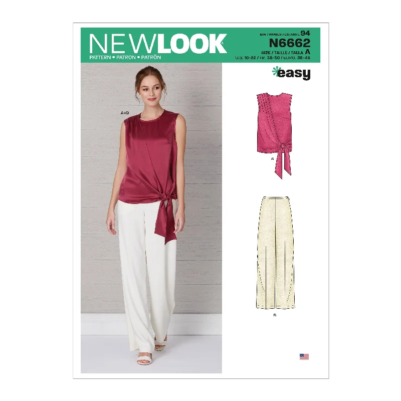 Newlook Pattern N6662 Misses' Drape Top & Wide Leg Pants Fashionable Jogger Pants