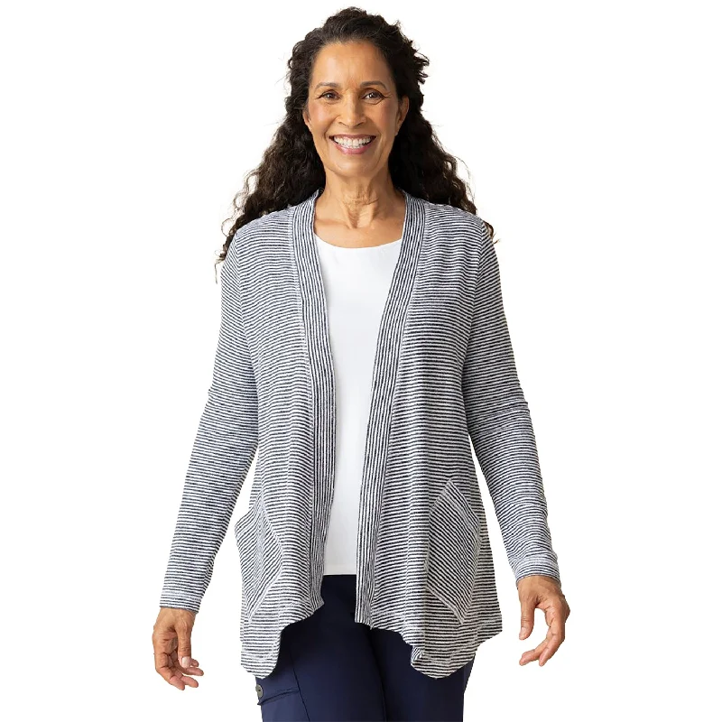 Women's Habitat Pasadena Stripe Resort Cardigan Black Fleece Fabric Down Fabric Feather Fabric Women's Habitat Pasadena Stripe Resort Cardigan Black Fleece Fabric Down Fabric Feather Fabric