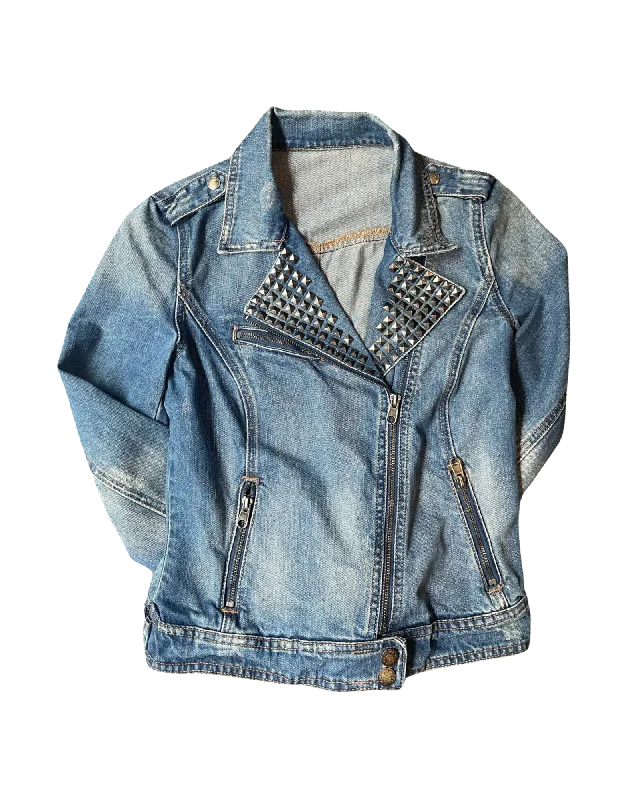 Vintage Y2K Studded Denim Jacket Wool Jacket Cashmere Jacket Tweed Jacket