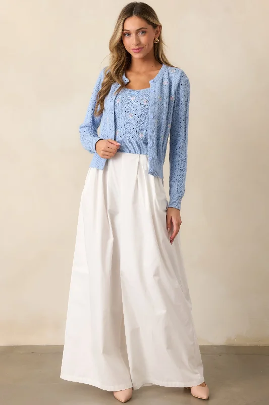 With The Tide Cotton Blue Floral Embroidered Cardigan Jersey Fabric Tulle Fabric Batik Fabric With The Tide Cotton Blue Floral Embroidered Cardigan Jersey Fabric Tulle Fabric Batik Fabric