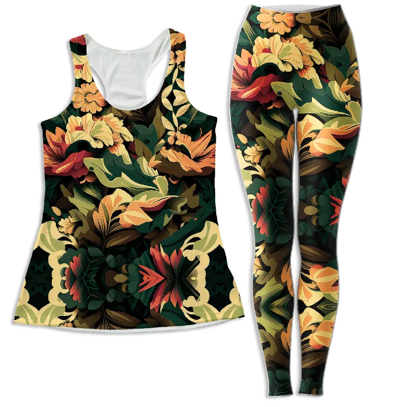 Floral Camo Women's Tank and Leggings Combo peekaboo tank top