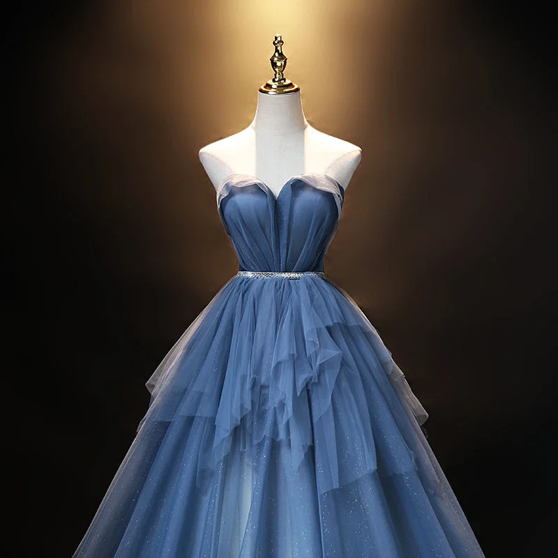 Blue Tulle Sweetheart Simple Pretty Floor Length Party Dress, Blue A-line Evening Dress Prom Dress Tunics Hiking breathable Blue Tulle Sweetheart Simple Pretty Floor Length Party Dress, Blue A-line Evening Dress Prom Dress Tunics Hiking breathable