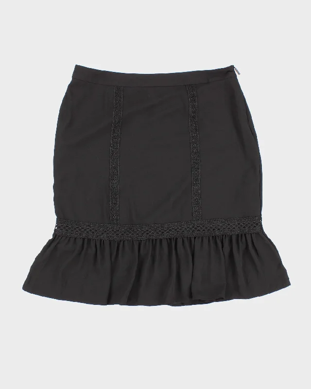 Karl Lagerfeld Black Lace Detail Mini Skirt - M floral skirt print