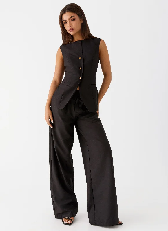 Siena Style Tailored Pants - Black Casual Lounge Pants