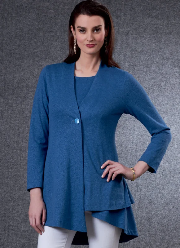 Vogue Cardigan and Tunic V1808 Satin Fabric Silk Fabric Chiffon Fabric