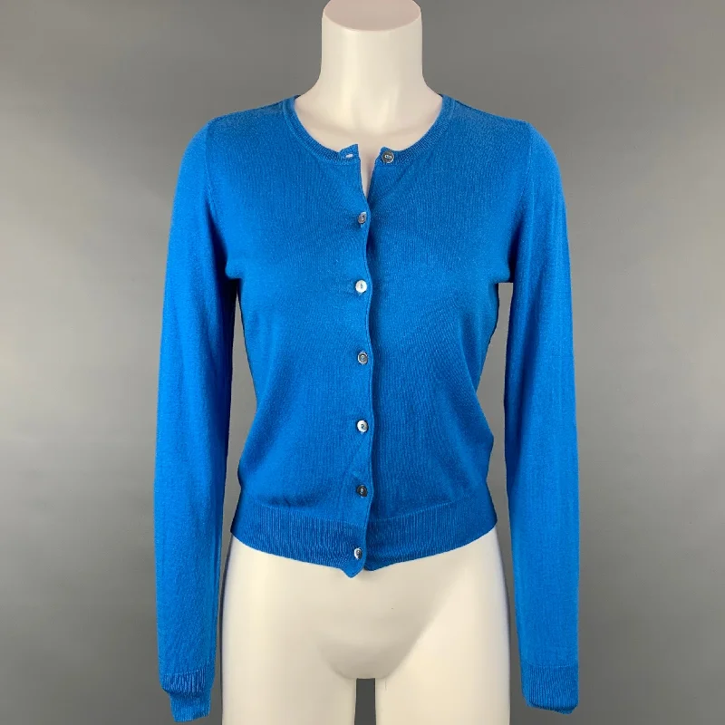 MARGARET OLEARY Size XS Blue Jersey Cotton Buttoned Cardigan Jersey Fabric Tulle Fabric Batik Fabric MARGARET OLEARY Size XS Blue Jersey Cotton Buttoned Cardigan Jersey Fabric Tulle Fabric Batik Fabric