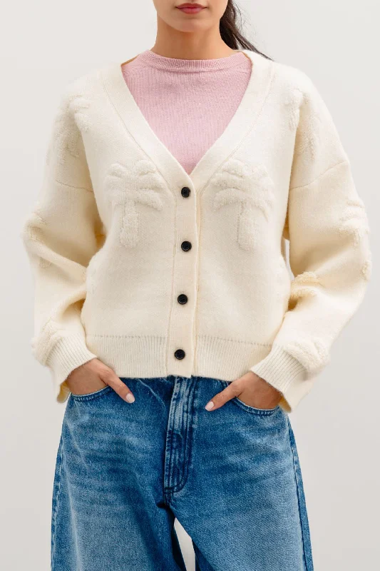 TEXTURED PALM CARDIGAN Mesh Blend Leather Blend Suede Blend